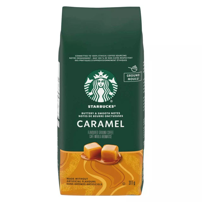 Starbucks Caramel Flavored Ground Coffee, Medium Roasted, 311g/11 oz