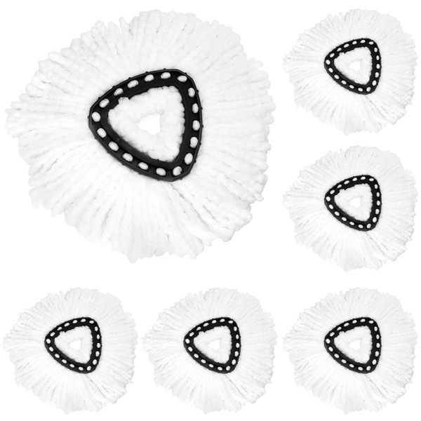 QWORK Microfiber Spin Mop Replacement Heads, 6 Inch, Compatible with