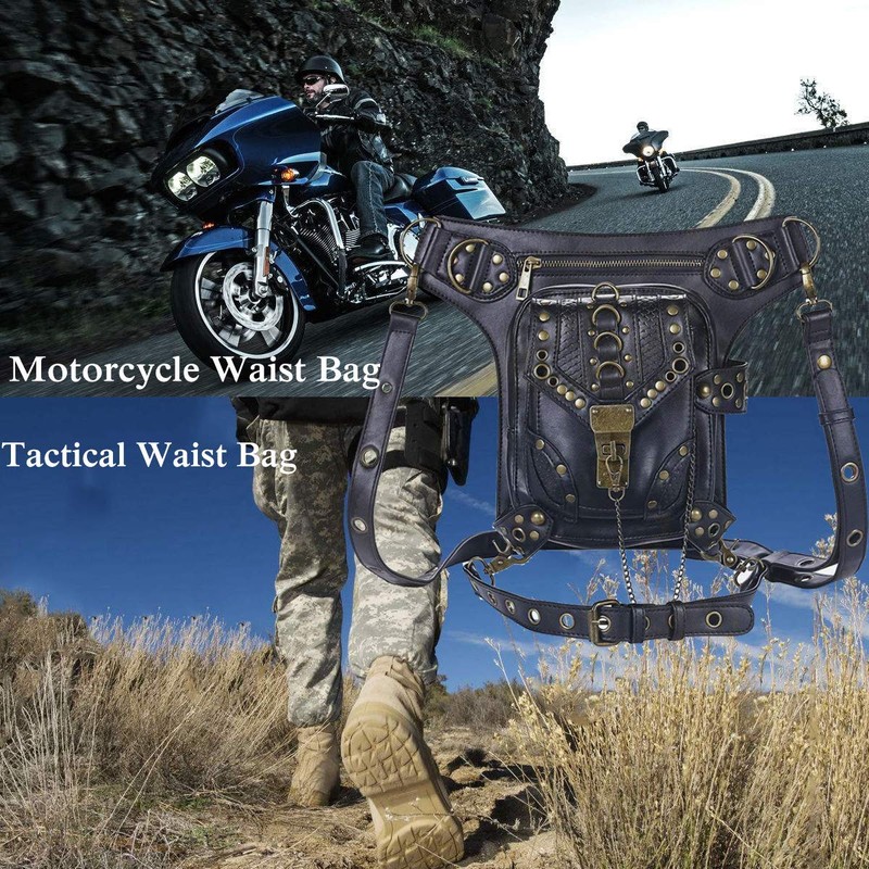 Steampunk Riñonera Riñonera para muslo, bolso de piel gótico para