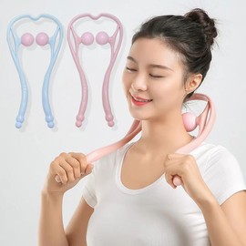 Manual golf ball neck massager trapezius muscle tight shoulders - pink / 수동 골프공 목 마사 지기 승모근 목근육 뭉친 어깨 - 핑크