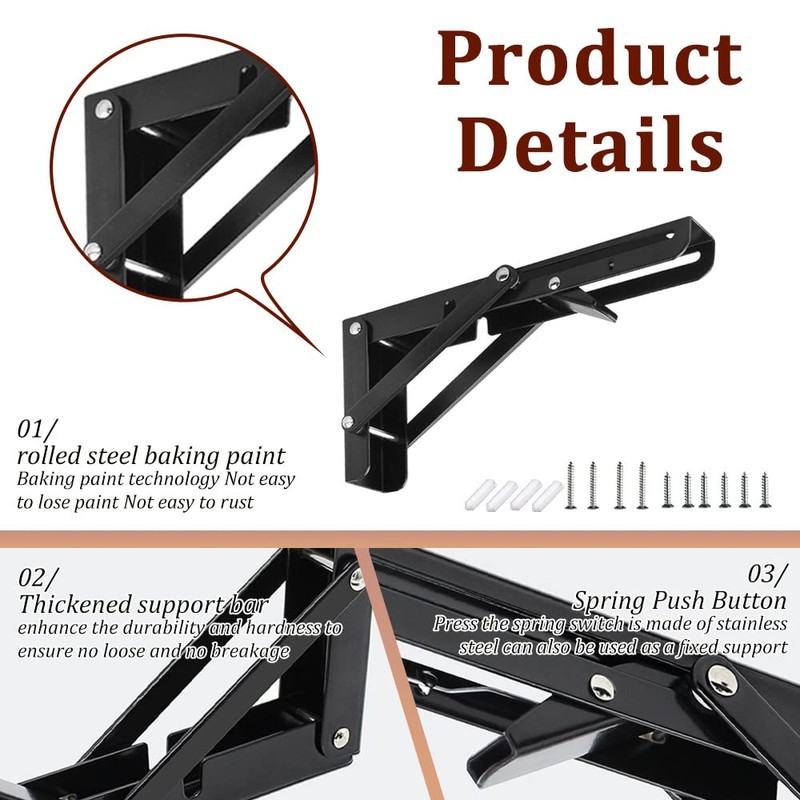CEEYSEE Pack of 2 Folding Console 250 mm Heavy Duty