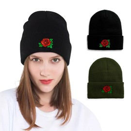 Beanie Hats for Men Women Knit Winter Hat,Warm and Fashionable Headwear for All Season (Black&Green)