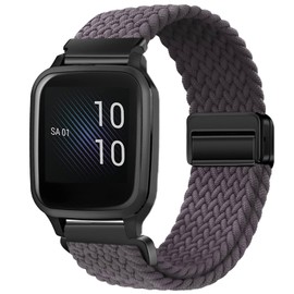 Issinlky Nylon Braided band for Garmin Venu Sq/Sq Music/Venu Sq 2/Sq 2 Music, 20mm Elastic Strap for Garmin Venu 2 Plus/Vivoactive 3/Vivoactive 5/Garmin Venu/Vivomove HR/Forerunner 55 245 645