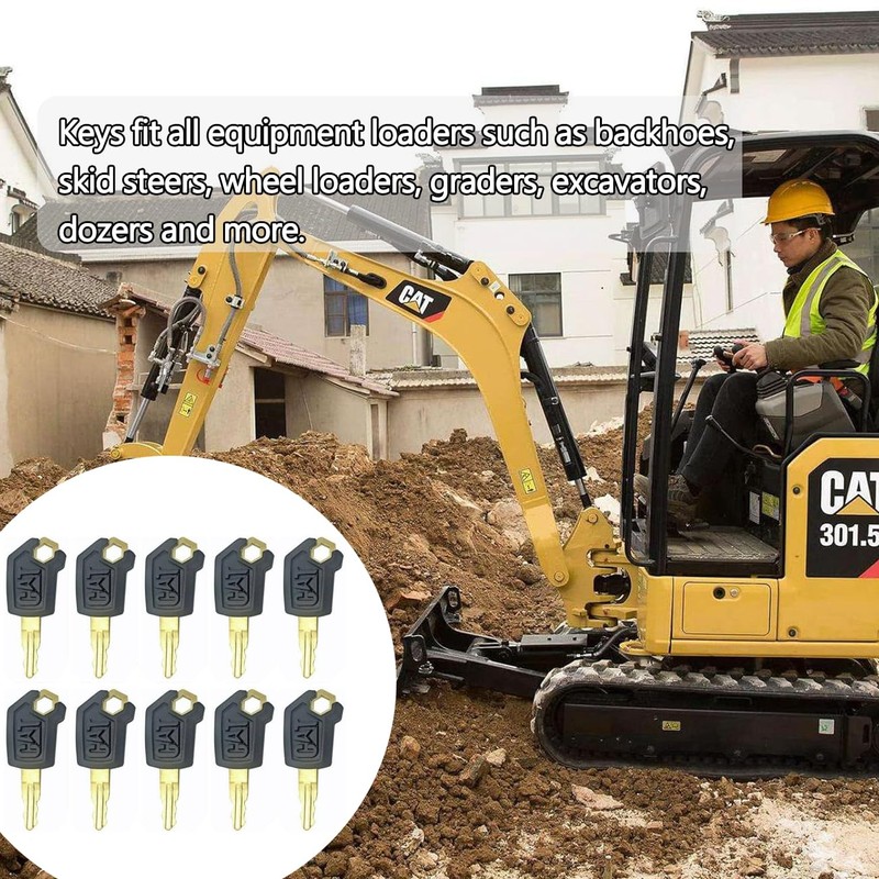 Pack of 10 Ignition Keys 5P8500, Universal Construction Machinery Keys,
