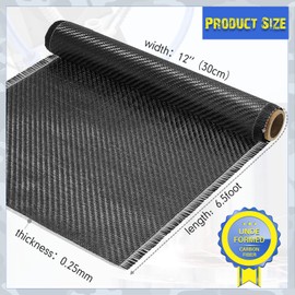 Tatuo 5 Rolls 6.5ft x 12" Carbon Fiber Fabric Roll Pure Fabric Carbon Fiber Sheet - 2x2 Twill Weave-3k/220g for Cars for Structural Reinforcement on Concrete Walls, Basements, Boats
