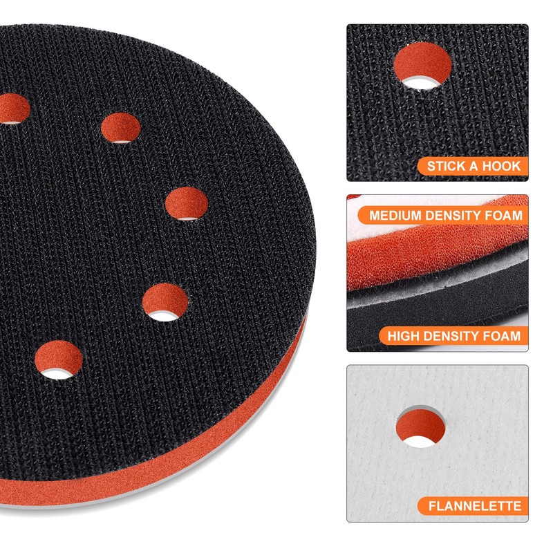 POLIWELL 5 inch Orbital Sander Soft Foam Backing Pad, Soft