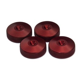 PrecisionGeek Speaker Pads Vibration Absorber Anodised Aluminium Red 20mm Diameter Knurled Trim Edge HiFi Stand Soundbars - Set of 4