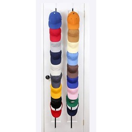 Hat Organizer CapRack | Over-The-Door Hat Rack and Organizer | Baseball Cap Rack | Hat Rack for Door | Cap Organizer | 2 Straps | Holds 18 to 36 Adjustable Caps |Black Metal Shelves - Size: 2 Straps - up to 36 Caps