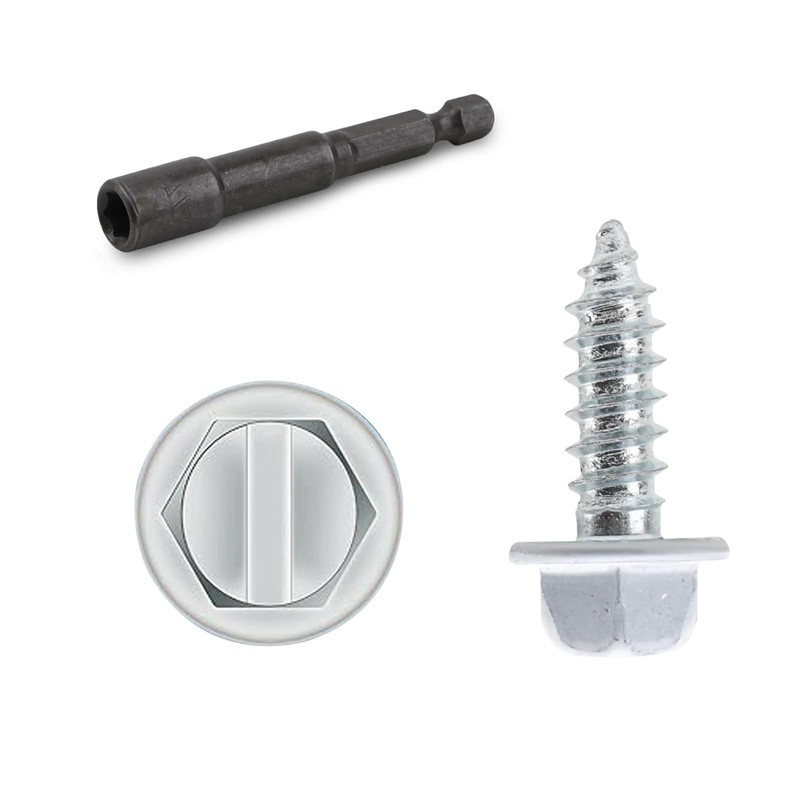 BOPOWO Self-Tapping Gutter Screws White Painted Slotted Hex Washer Head