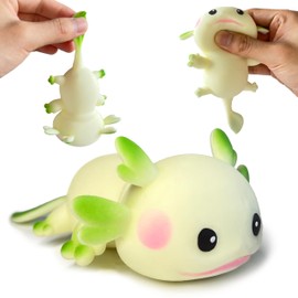 ZTATU Axolotl Squishy Fidget Toys (1PCS) Squish Stress Balls for Kids and Adults, Autism Sensory Toys for Autistic Children, Animal Party Favors Axolotl Squeeze Ball, Easter Basket Stuffers (White)