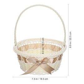 MAGICLULU Small Wicker Basket: Willow Flower Girl Basket Woven Willow Storage Basket Handmade Wicker Carry Basket Decorative Baskets Bowknot Storage Baskets with Handle for Picnic Wedding