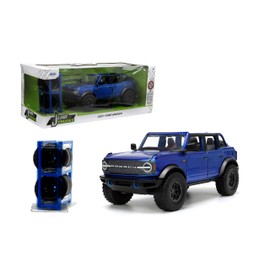 Just Trucks 1:24 2021 Ford Bronco Die-Cast Car & Tire Rack, Toys for Kids and Adults(Candy Blue)