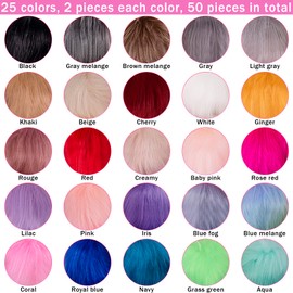 SIQUK 50 Pieces Faux Fur Pom Pom Fluffy Pom Pom Balls with Elastic Loop Faux Fox Fur Pom Pom for Hats Beanie Shoes Scarves Gloves Bags Accessories, Bright Color