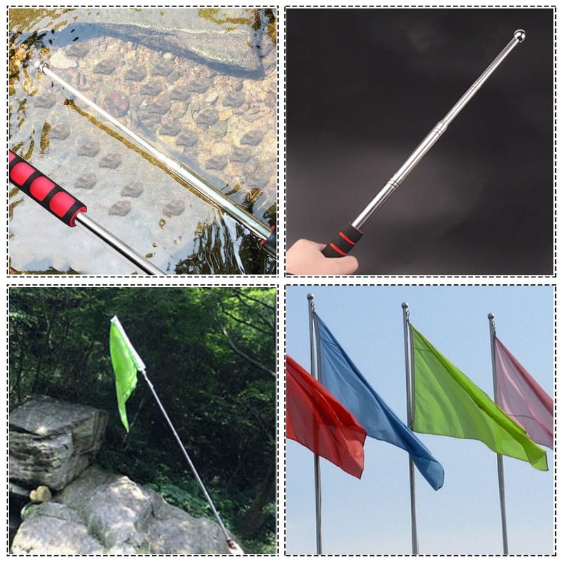Esforzarse 2 Pcs Telescopic Pole Hand Flagpole,2.0m Telescopic Indicator Rod,Telescopic