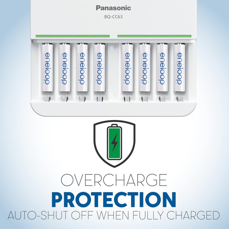 Eneloop Panasonic K-KJ63M3A8BA Advanced 8-Position Rechargeable Battery 5-Hour Quick Charger