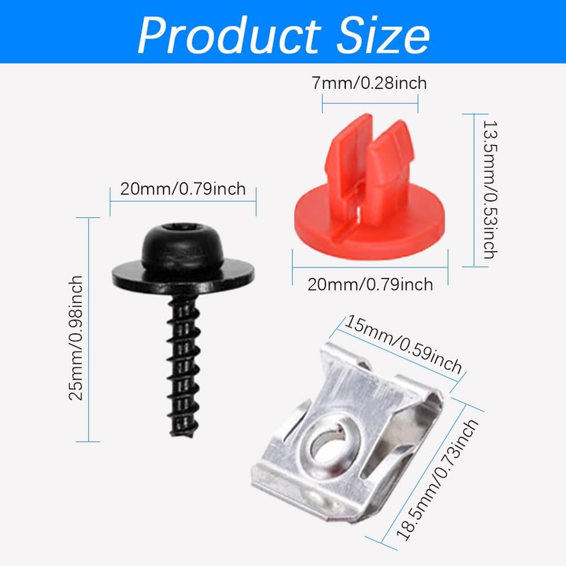 Zufoty 8PCS Lower Engine Cover Bolt Pin Screws, Radiator Engine