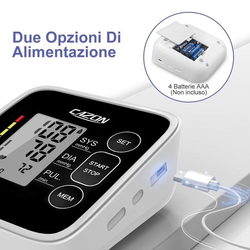 CAZON Misuratore di Pressione Sanguigna, Digitale Automatico da Braccio per