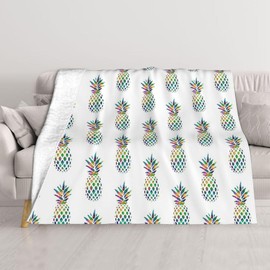 Rainbow Pineapple Throw Blankets 50"x40" Lightweight Flannel Fleece Cozy Soft Blanket Home Decor for Couch Bed Sofa Bedroom Living Room Travel Birthday Christmas All Season