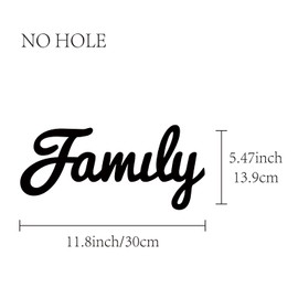 CREATCABIN Wood Family Sign Wall Decor Art Cutout Letter Word Laser Cut Unfinished Decorative Accessories Rustic for Living Room Home Door Farmhouse Porch Bedroom Decoration 11.8 x 5.47 Inch,Black