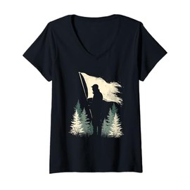 Womens Silhouette Flag Nature V-Neck T-Shirt