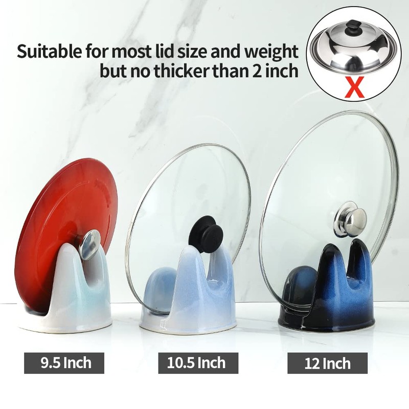 Nihow Pot Lid Holder: Stable Ceramic Pan Lid Holder for