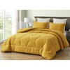 Chezmoi Collection Vero Mustard Yellow Comforter Set Oversized Queen Size 3-Piece Fluffy Soft Lightweight Bedding Honeycomb Geometric Quilted Stone-Washed Microfiber Comforter Set for All Season
