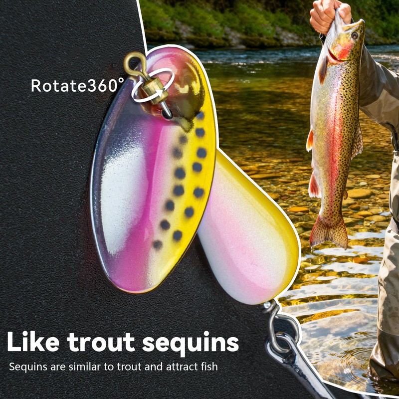 QualyQualy Trout Lures Fishing Spinnerbaits 5pcs Brass Hard Metal Spinner