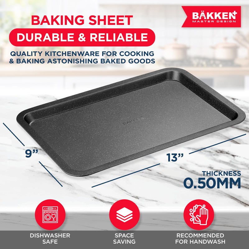 BAKKEN Kitchen Baking Pans - Nonstick Gray Coating, 13.18’’ ×