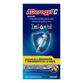 ADerogyl C Multivitamínico Infantil Frasco con Gotero 30 ml. Ayuda a la Prevención y Tratamiento de la Gripe de tus Pequeños. Con Vitaminas A, C Y D