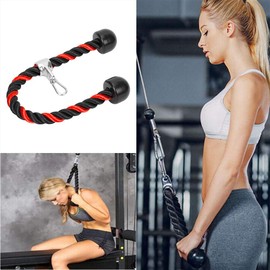 Universal Tricep Rope Pull Down - 28 Inch Heavy Duty Nylon Rope, Easy to Grip & Non Slip Cable Attachment, Ideal for Professional Gyms Too（Black Red）