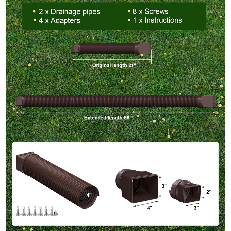Ogutter Rain Gutter Downspout Extensions, Downspout Extender for Rainwater Drainage