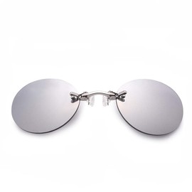 YAMEE Retro Round Clip-On Nose Sunglasses Matrix Morpheus Movie Rimless Clamp Glasses, 4 Colors (Gray)