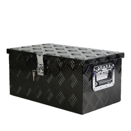 20 Inch Heavy Duty Aluminum Diamond Plate Tool Box Black Steel Underbody Truck Bed Tool Box with T-Handle Latch, Lock and Keys Waterproof RV Storage Organizer Trailer Pickup Toolbox