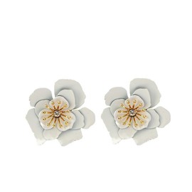 White Summer Flower Floral Dangle Earrings Layered Floral Petal Drop Dangle Earrings Stud Earring for Women Jewelry (White, One size)