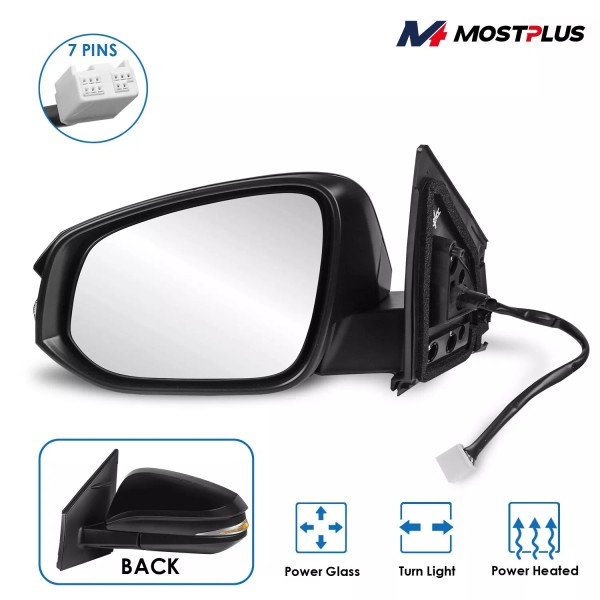 MOSTPLUS Manual Fold Driver Left Side Power Glass Tow Mirror