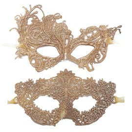 TFTSR Masquerade Masks for Women Couples,Men Mardi Gras Mask,Girls Black Gold Lace Eyes Costume,Adults Venetian Party Dress