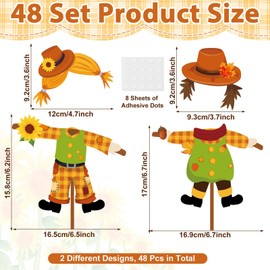48 Set Fall Scarecrow Cutouts with Photo Space for Bulletin Board Decor Thanksgiving DIY Photo Crafts Fall Paper Cut Outs for Kid Autumn Theme Party School Home Chalkboard Wall Classroom Decorations