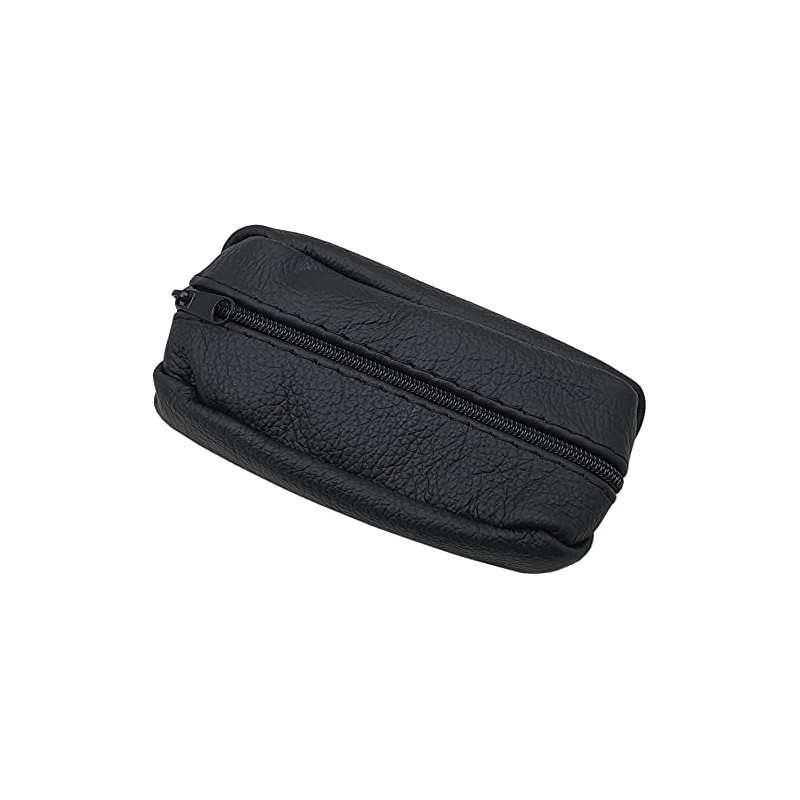 GENUINE LEATHER KEY BAG WITH 2 COMPARTMENTS IN BLACK MADE