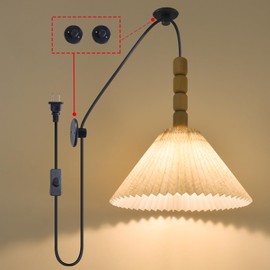 KOLAKODLUX Swag Lamp Pendant Light Plug in Hanging Plug in Light Living Room Corner Lamp Corner Hanging Lamp Sofa Corner Lamps White Pendant Light Hanging Lights with Plug in Cord Ma623