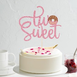 Florcmet - Dos dulces suministros para fiesta de cumpleaños, decoración de pasteles de dona, dos dulces para decoración de pasteles, donut 2do temático para baby shower/niños y niñas de 2 años de