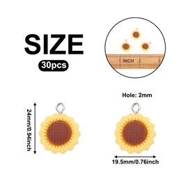Spritewelry - Colgantes de resina de girasol, flores de margaritas naranjas con lazo de hierro en tono platino para hacer joyas, collares, arete, pulseras hechas, 30pcs, Resina, No es una piedra