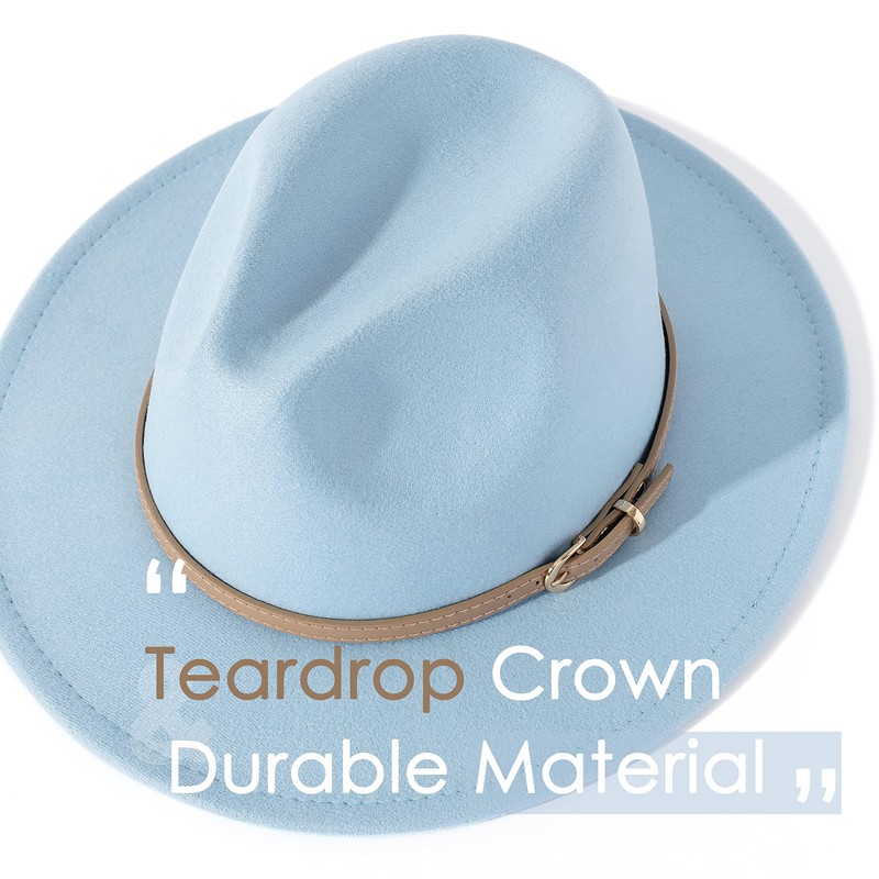 Lisianthus Women Classic Felt Fedora Wide Brim Hat with Belt