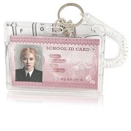 Transparent Clear Transit Card Case Korean Style Cute ID Card Holder Employee ID Card Holder Employee ID Card Case Holds 2 to 3 Cards with Strap (Vertical Type)
