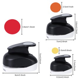 Katfort Circle Punch for Paper Crafts 3 Pack, Paper Punches for Crafting 1.5inch 1inch 0.6inch, Round Shapes Circle Hole Puncher for Crafts Scrapbooking,Black