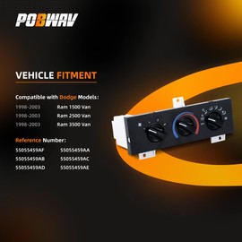 POBWAV 55055459AA Climate HVAC Control Module Compatible with 1998 1999 2000 2001 2002 2003 Dodge Ram Van AC Temperature Control Panel 223292,55055459AD, 55055459AB, 55055459AF