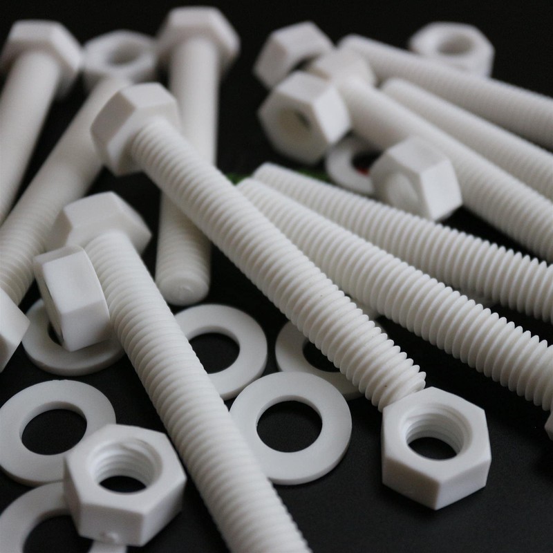 10 x White Hexagon Head Screws Polypropylene (PP) Plastic Nuts,