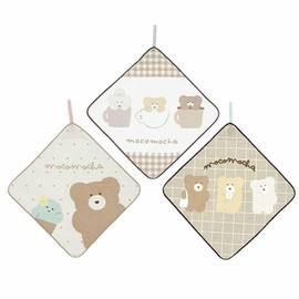Marushin 1955004200 Looped Towels, Set of 3, Hokkori Mokomoka Natural Basic Character, Kindergarten Entrance Goods, Preparation for Kindergarten, Elementary School, Girls