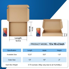 Famagic Shipping Boxes 13x10x2 Inch 30 Pack Brown Small Box Corrugated Cardboard Mailers Boxes for Book Gift Packaging Small Business, Mailing Boxes for Shipping