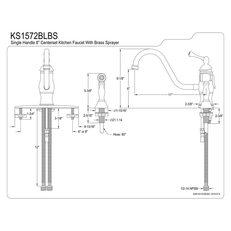 Kingston Brass KS1572BLBS Heritage Single-Handle 8" Centerset Kitchen Faucet with