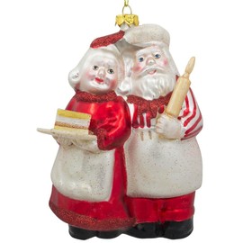 BestPysanky Mr. and Mrs. Claus Baking Glass Christmas Ornament